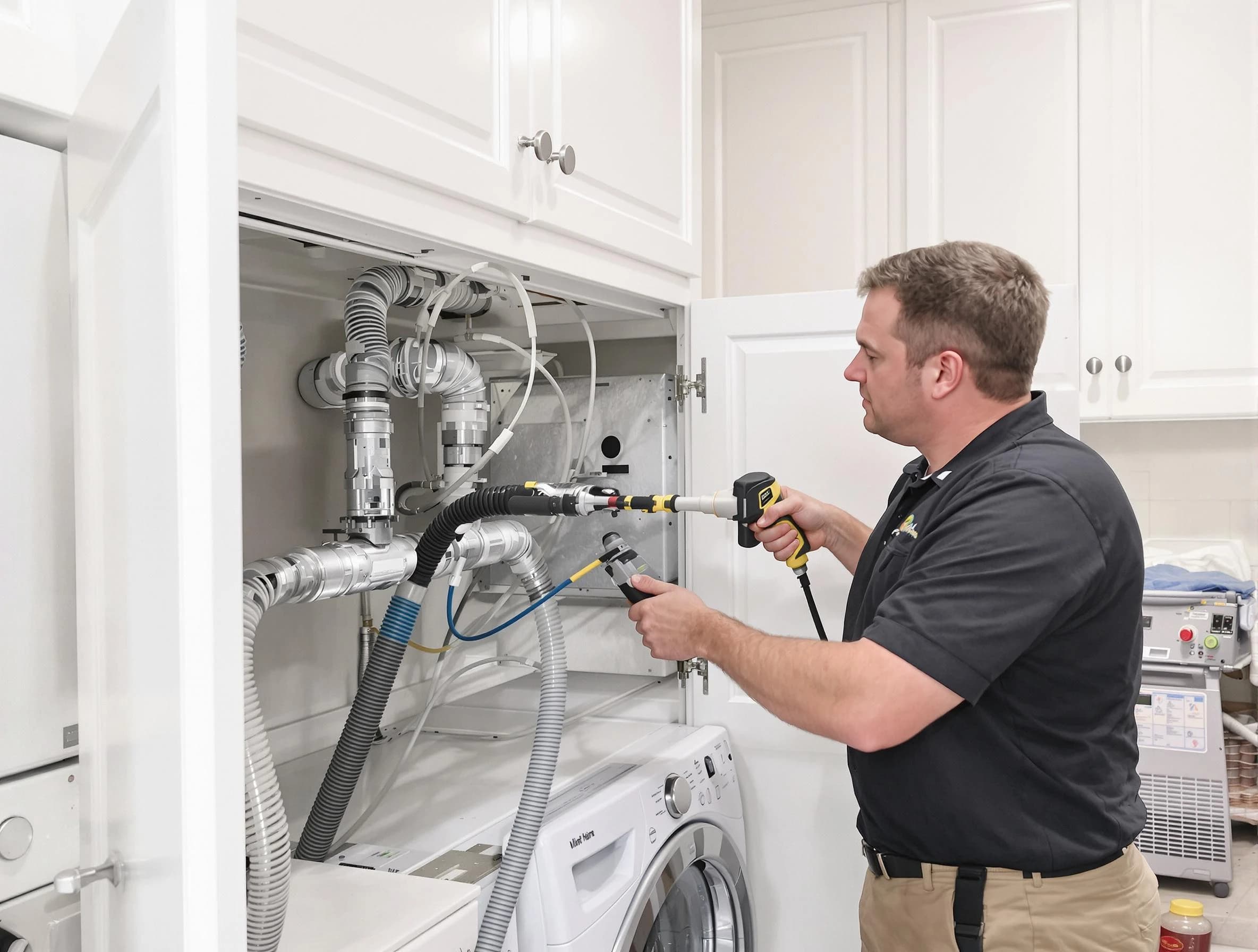 Somerville Dryer Vent Cleaning professional removing severe blockage from a clogged dryer vent in Somerville