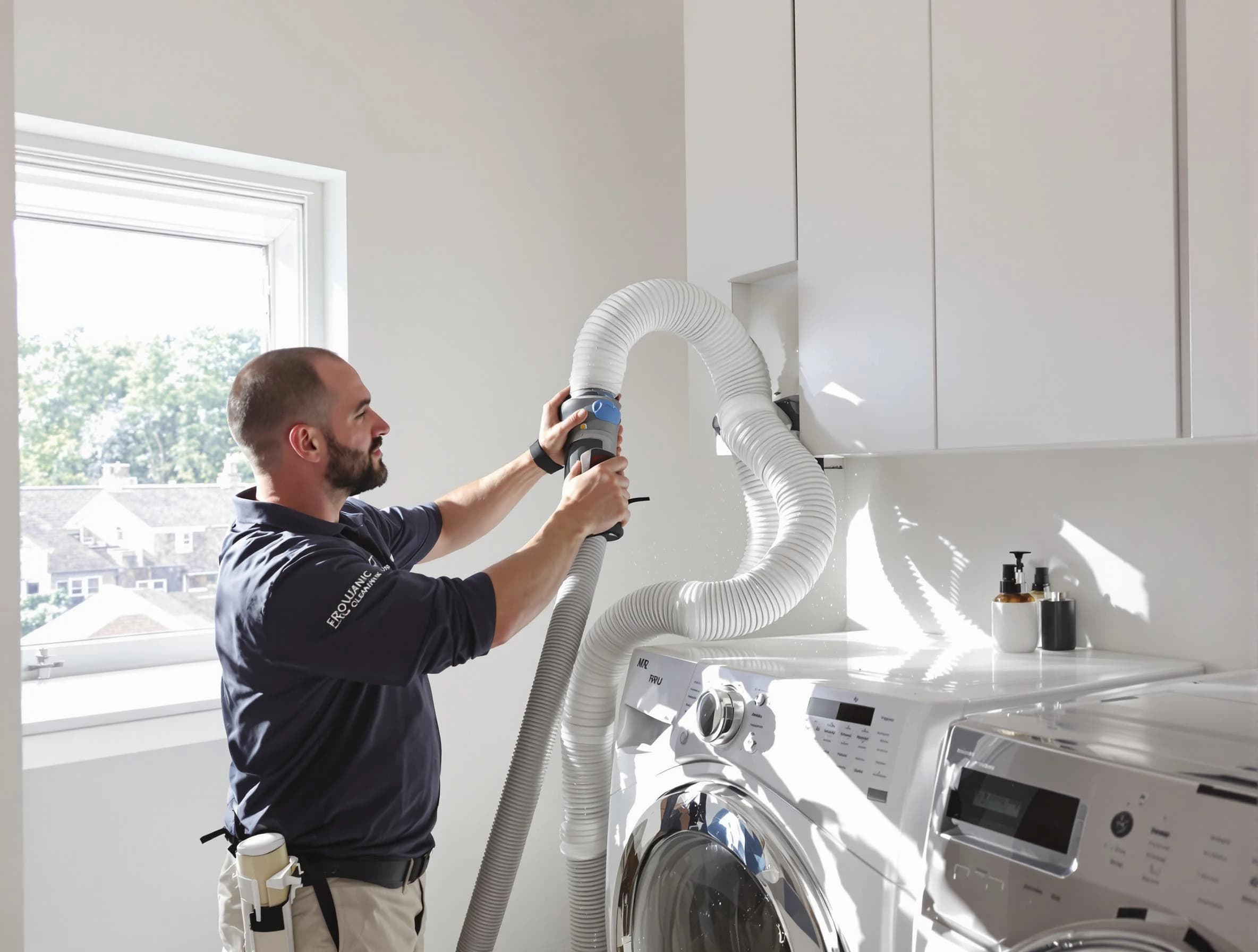 Certified Somerville Dryer Vent Cleaning technician performing dryer vent cleaning in Somerville
