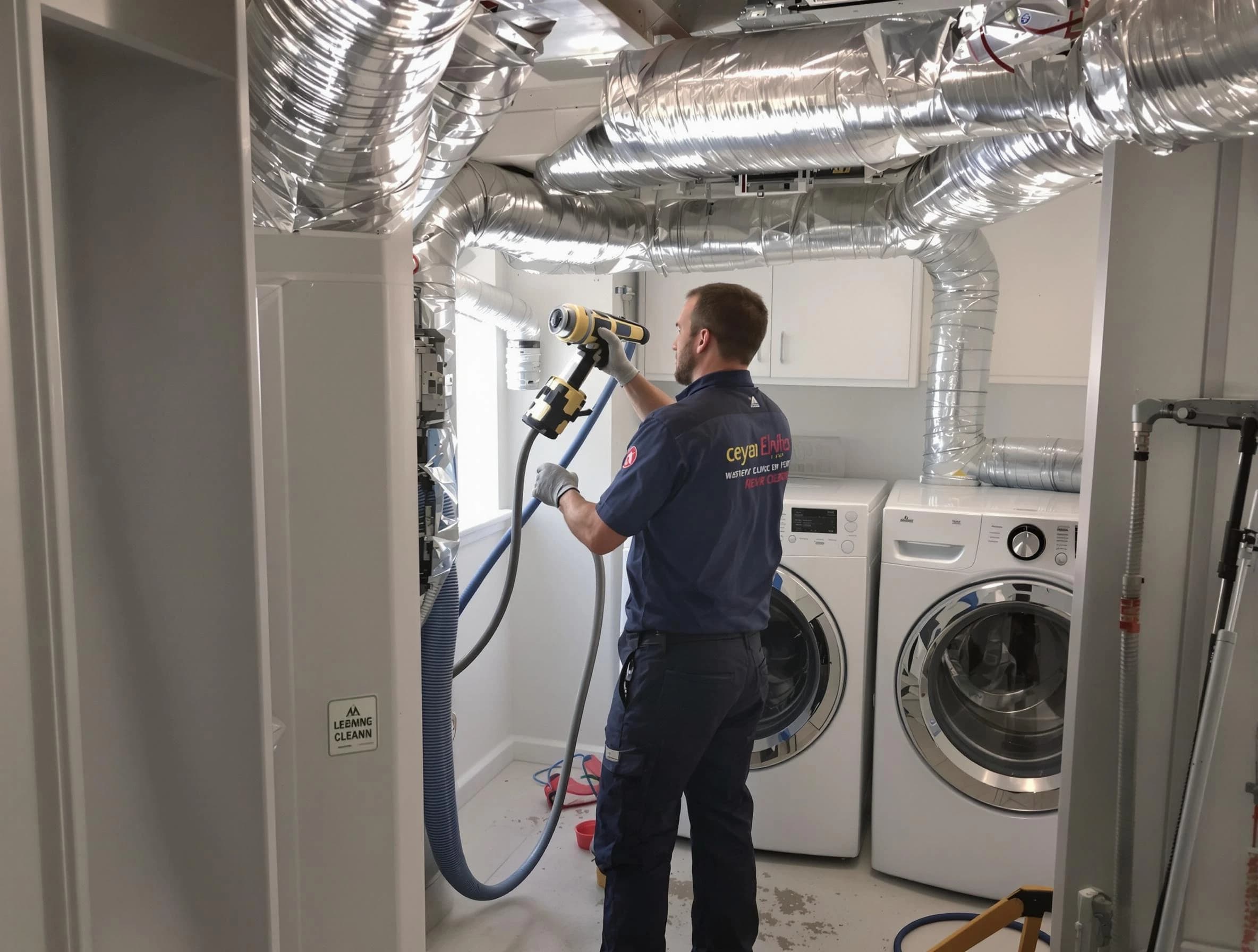 Somerville Dryer Vent Cleaning specialist using advanced equipment for thorough duct cleaning in Somerville