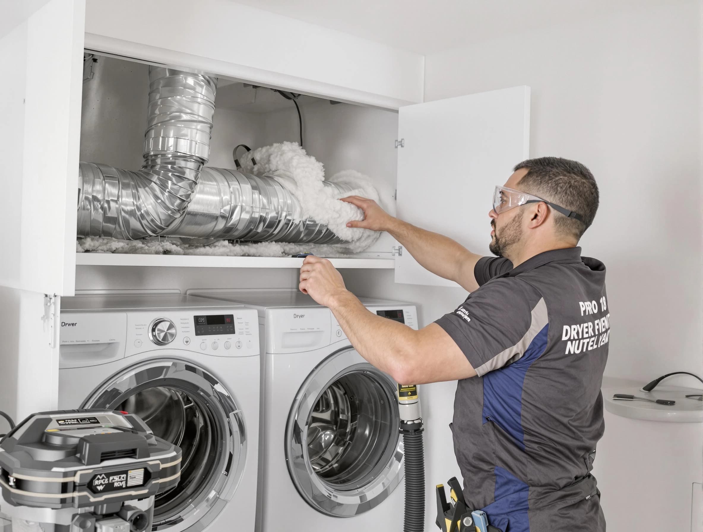 Somerville Dryer Vent Cleaning certified technician performing specialized gas dryer vent cleaning in Somerville