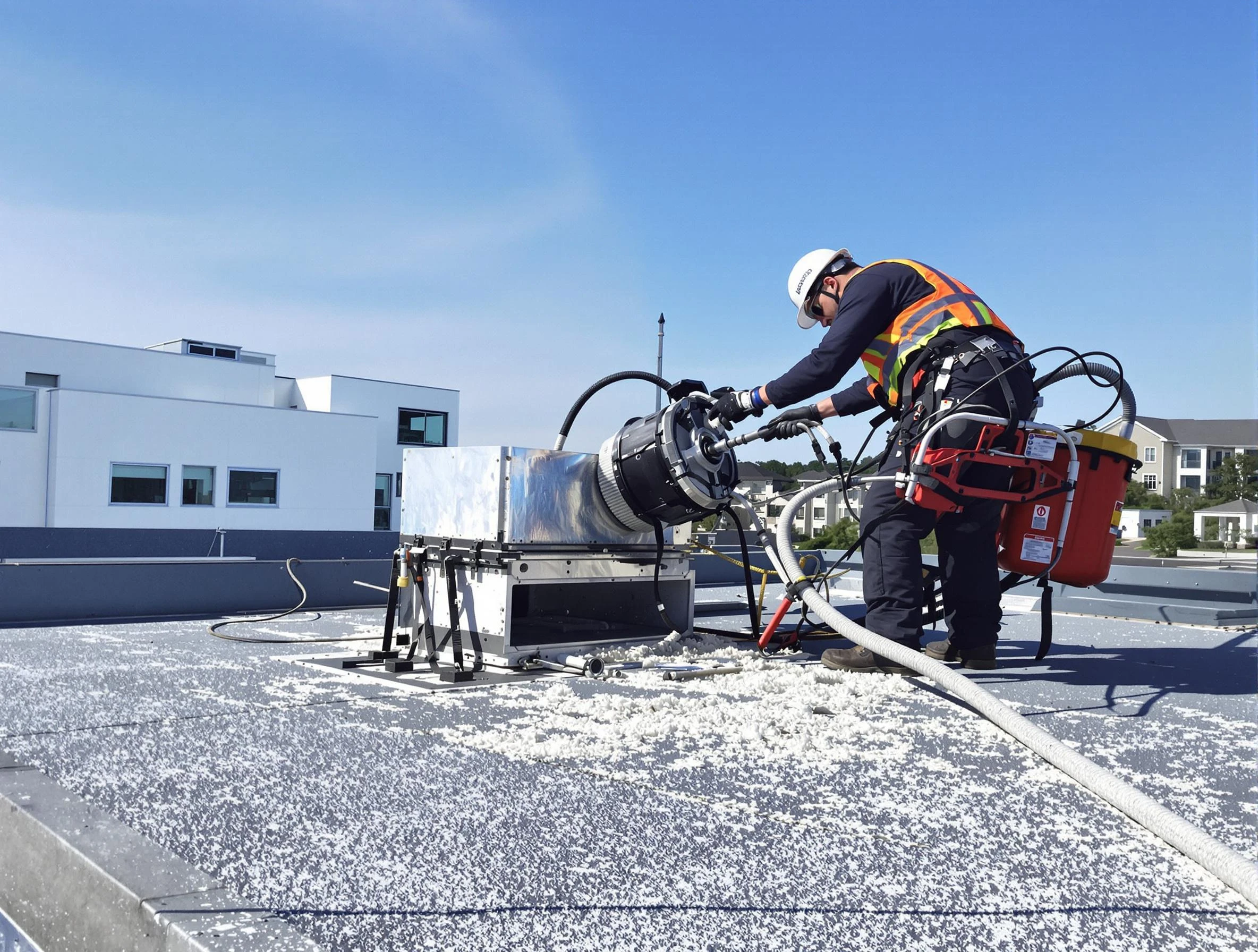 Cleaning Dryer Vent On Roof in Somerville