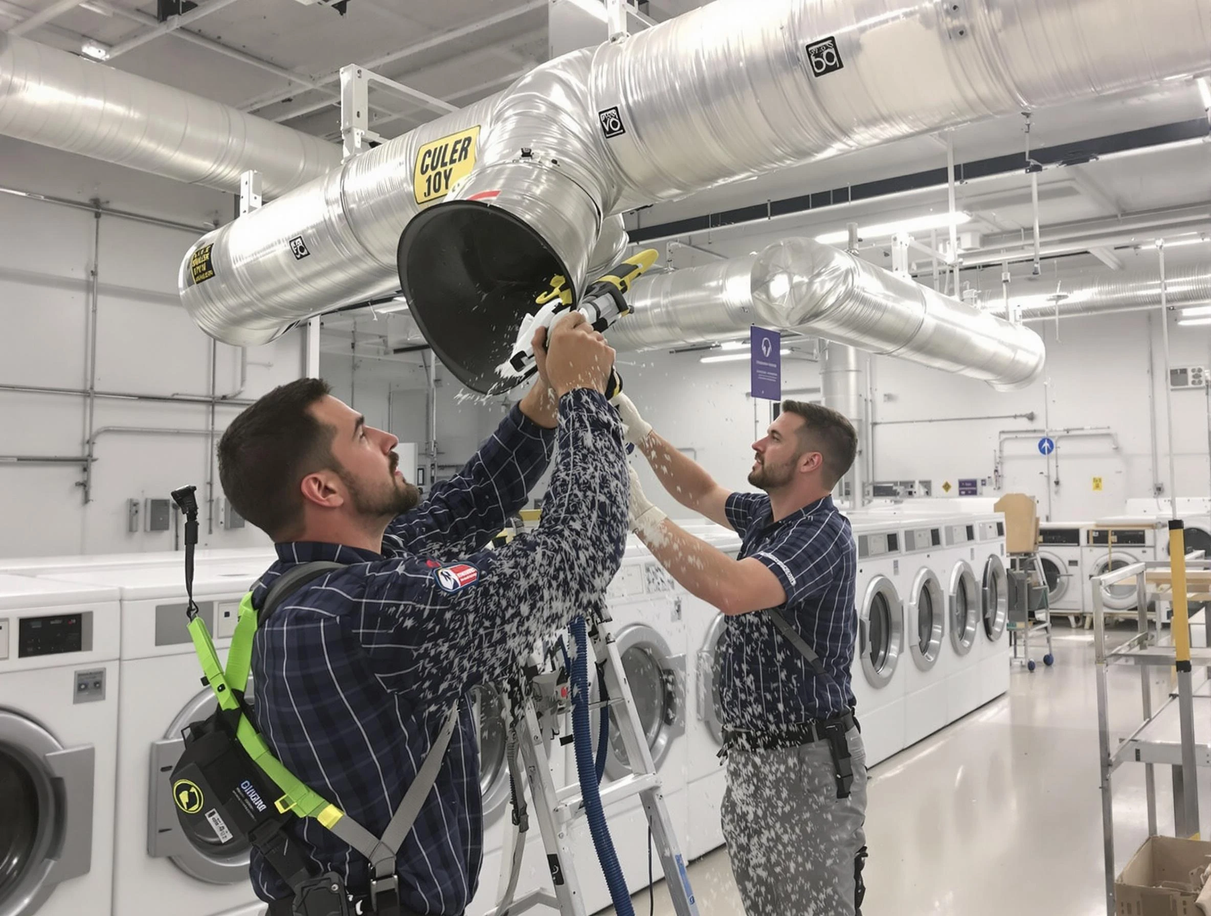 Somerville Dryer Vent Cleaning team performing large-scale commercial dryer vent cleaning in Somerville