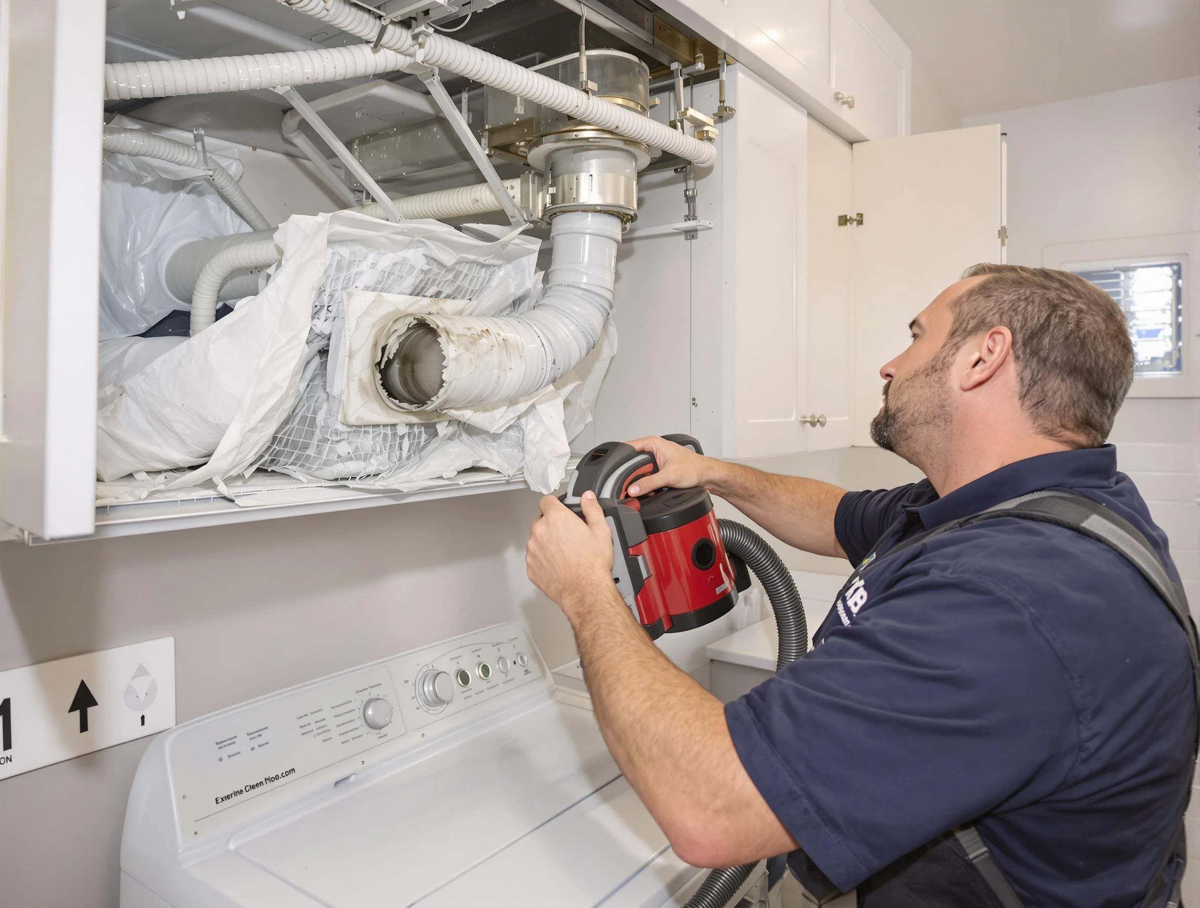 Somerville Dryer Vent Cleaning technician performing professional exhaust vent cleaning at a residential property in Somerville